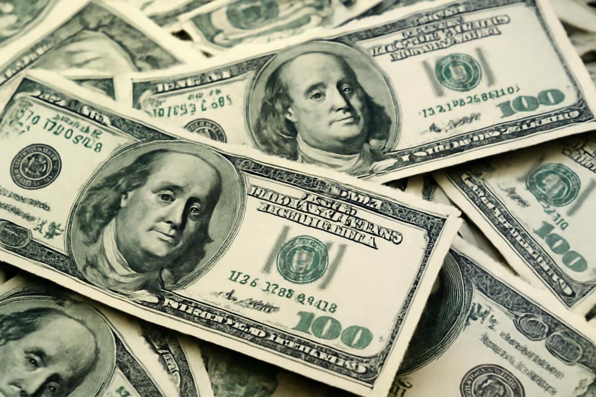 Dólares en billetes sobre mesa