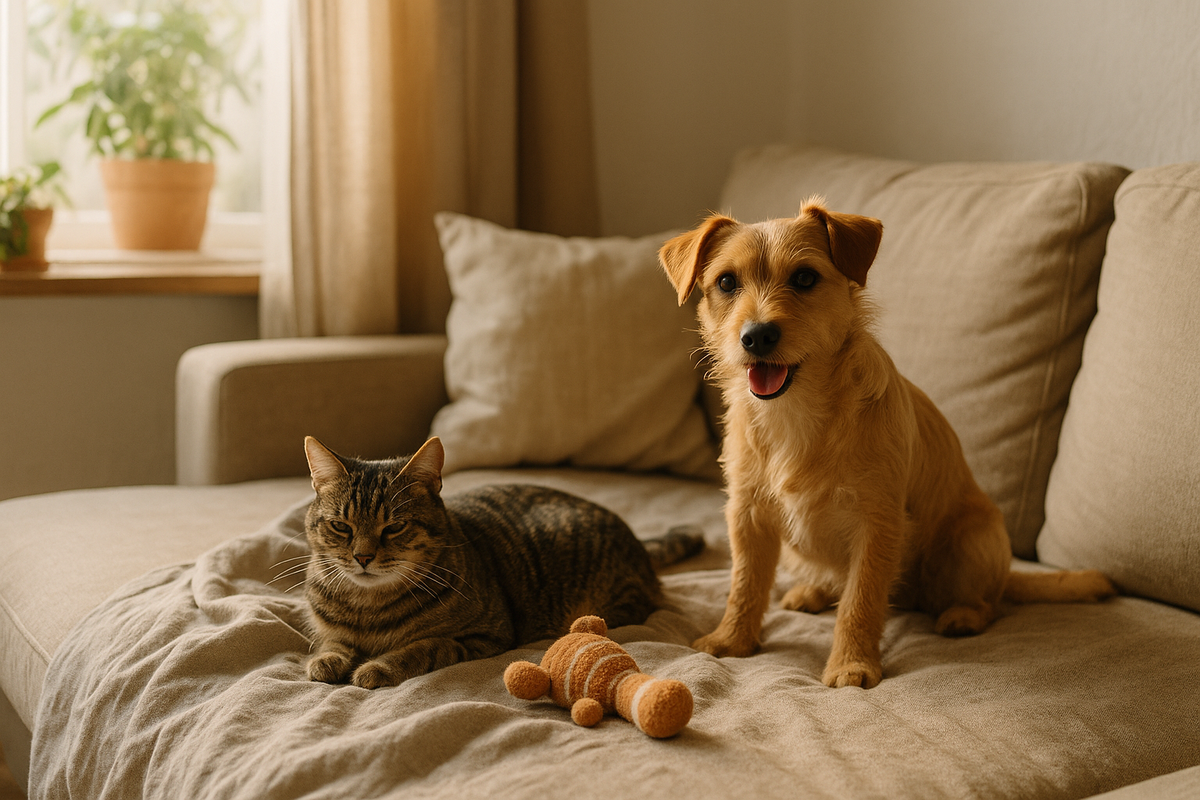 Gato descansando sobre una prenda de su dueño