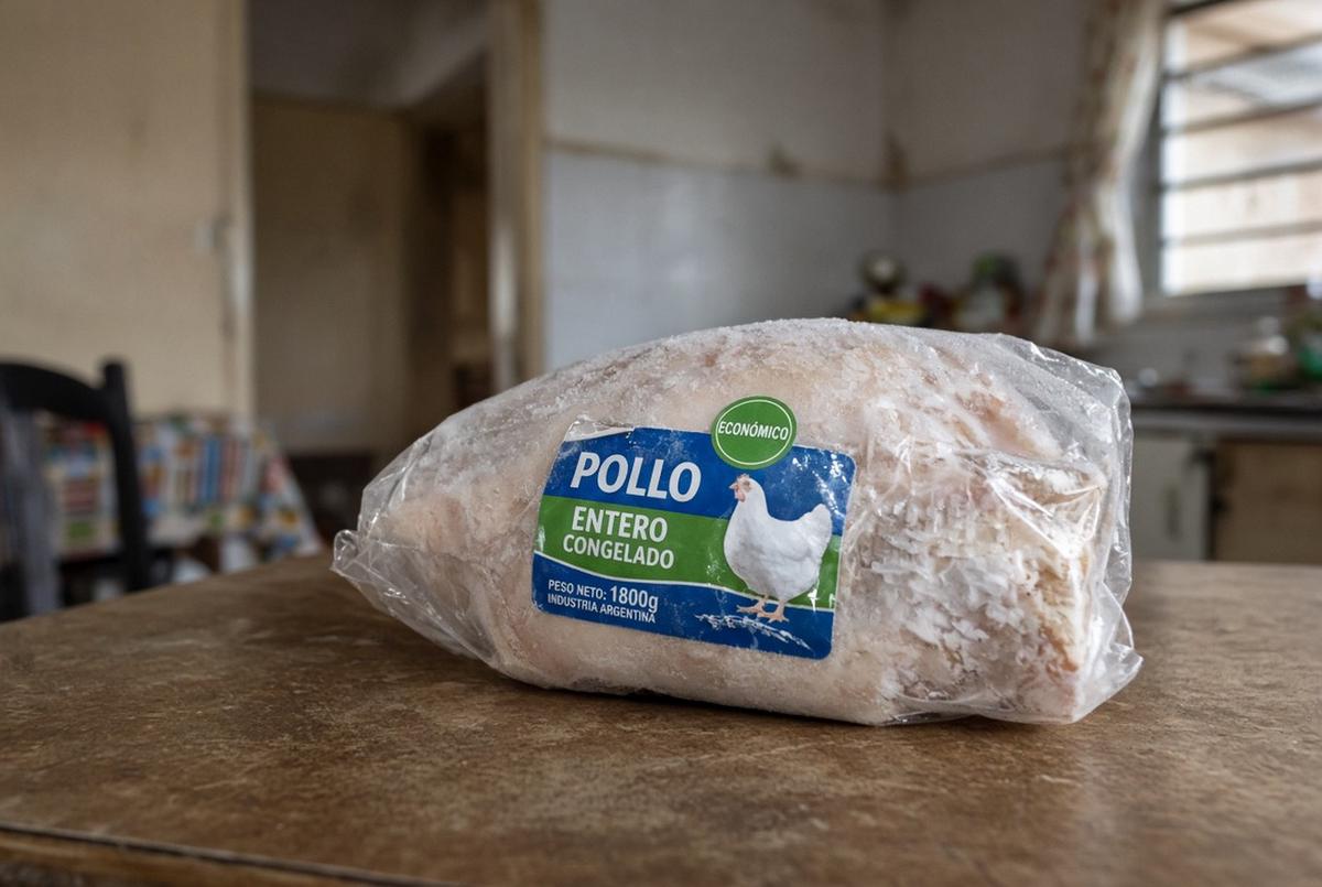 Pollo congelado (imagen creada con IA).