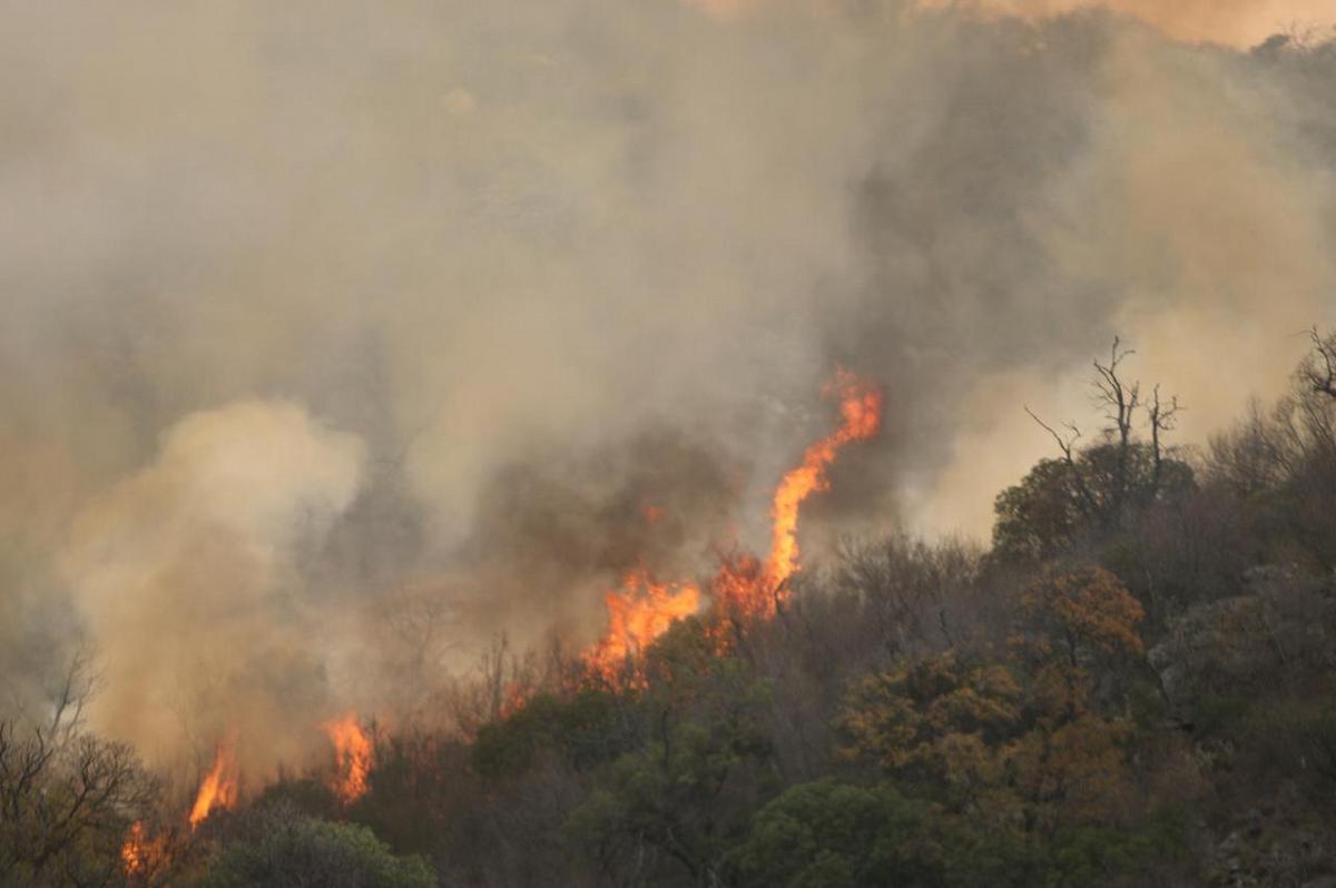 FOTO: Sigue el combate del fuego en Capilla del Monte. (Daniel Cáceres/Cadena 3)