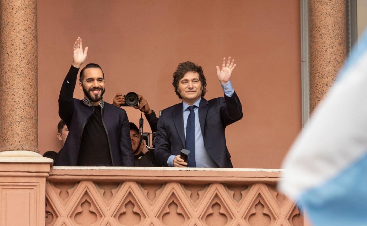 FOTO: Milei recibió en Casa Rosada a su par de El Salvador, Nayib Bukele.