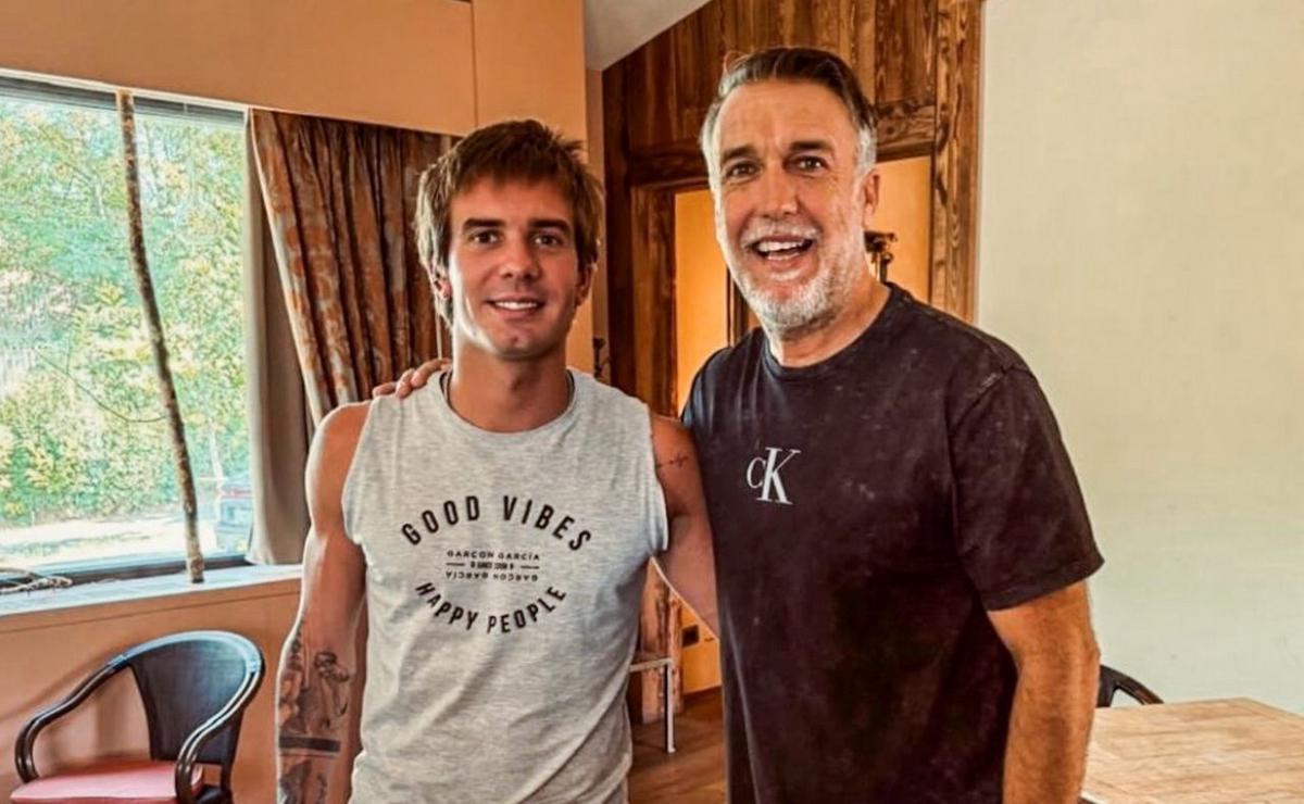 Mastantuono y Batistuta, juntos por la Fiorentina.