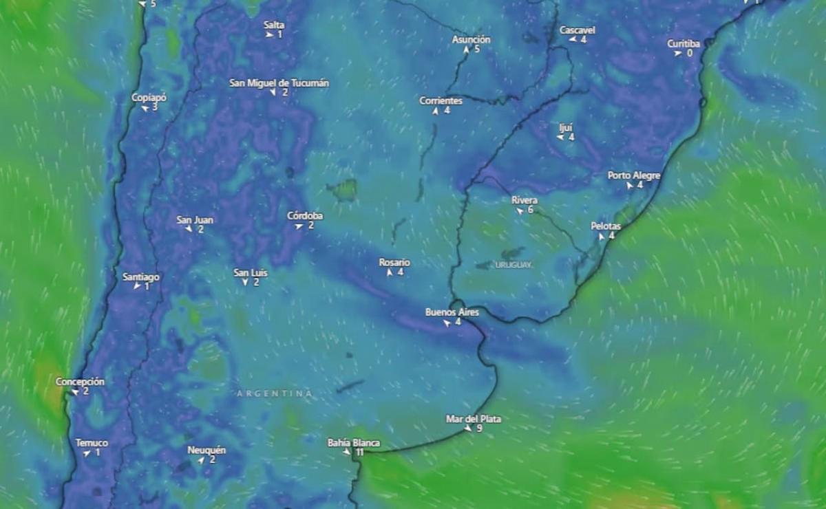 Ciclogénesis en Argentina: lluvias de hasta 70 mm, fuertes ráfagas y llegada de aire polar.