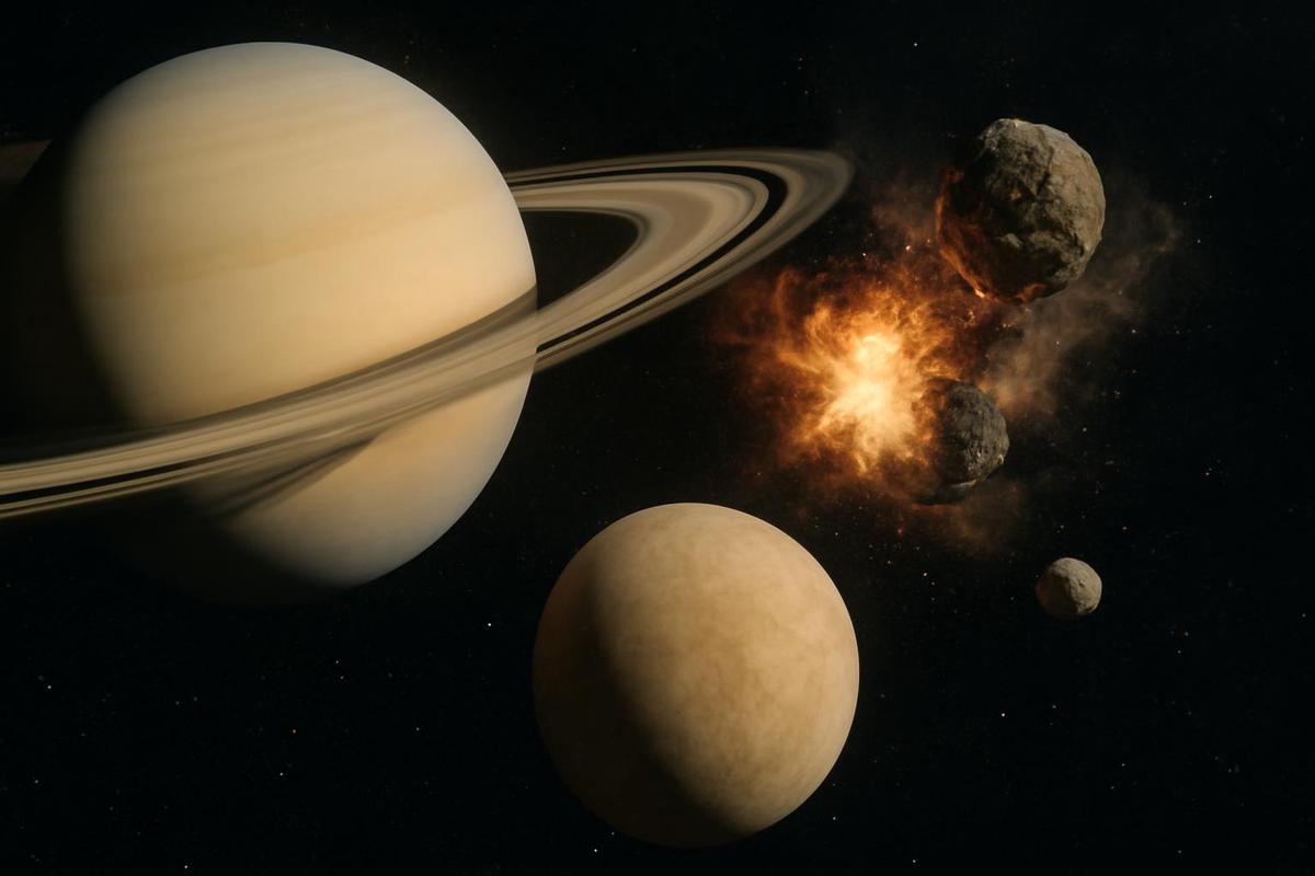 Un antiguo choque lunar pudo haber formado Titan y los anillos de Saturno