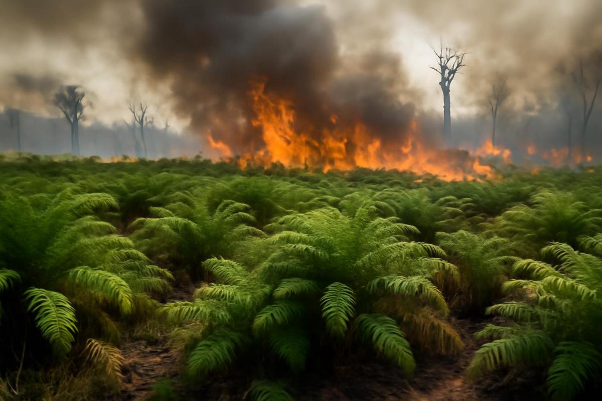 Helechos antiguos en un entorno propenso a incendios