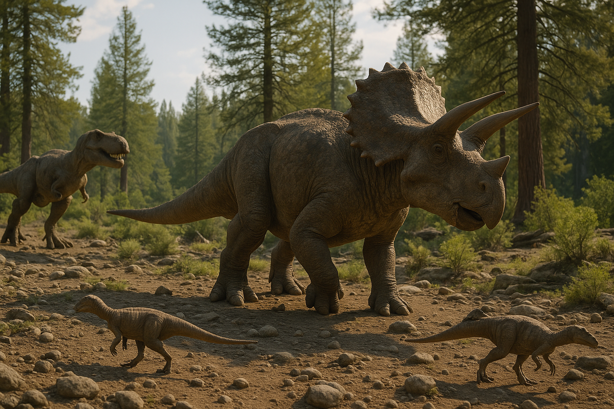 Representación artística de dinosaurios prosperando