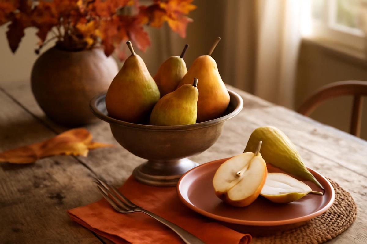 Las peras como elemento decorativo en otoño