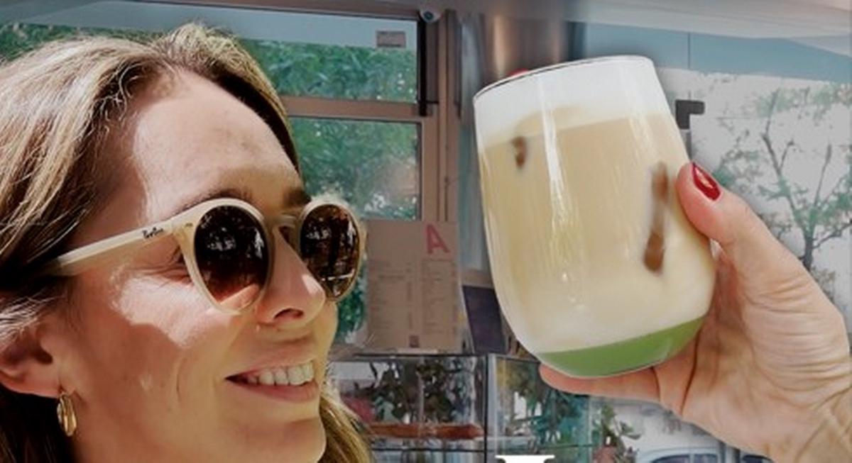 FOTO: Mariana Asán disfrutó de un delicioso café frío con syrup de pistacho. 