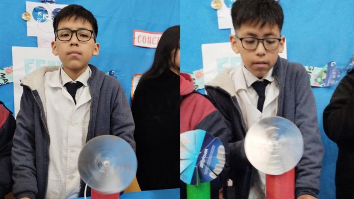 FOTO: Santino tiene autismo y diseñó un ventilador con materiales reciclados