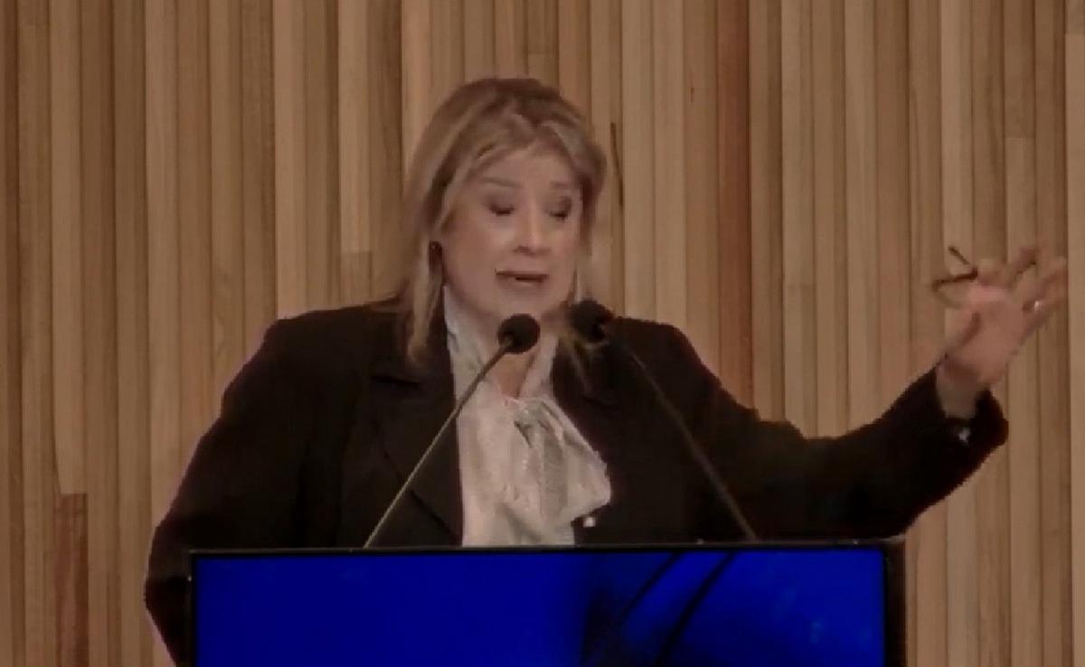 Alejandra Monteoliva estuvo en la Bolsa de Comercio de Córdoba. (Captura de video)