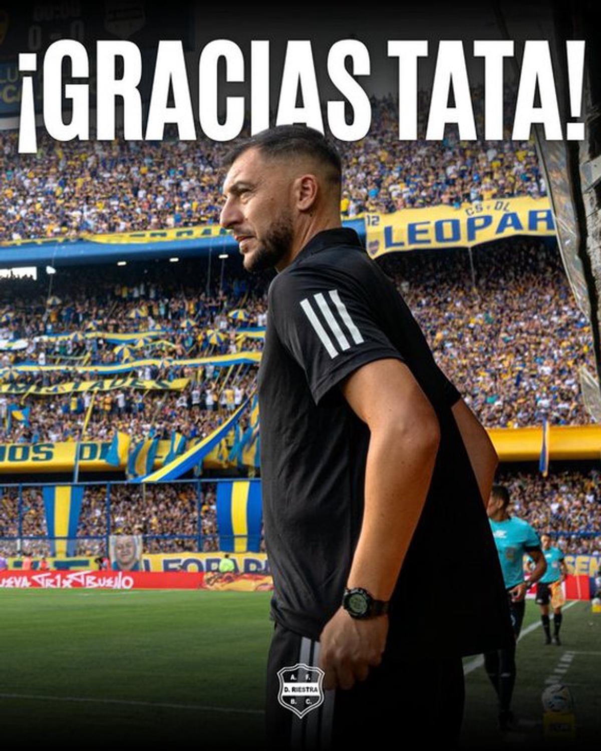 Así fue la despedida de Benítez en las redes oficiales de Riestra.