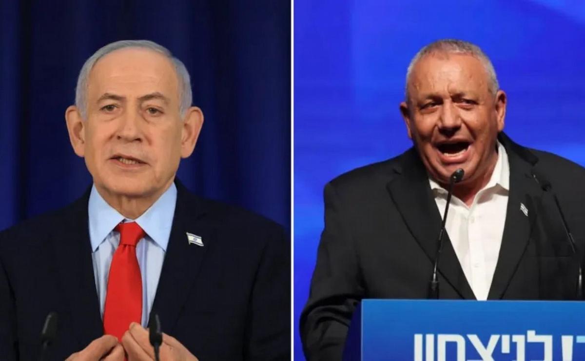 El primer ministro Benjamín Netanyahu y el opositor Gadi Eisenkot.