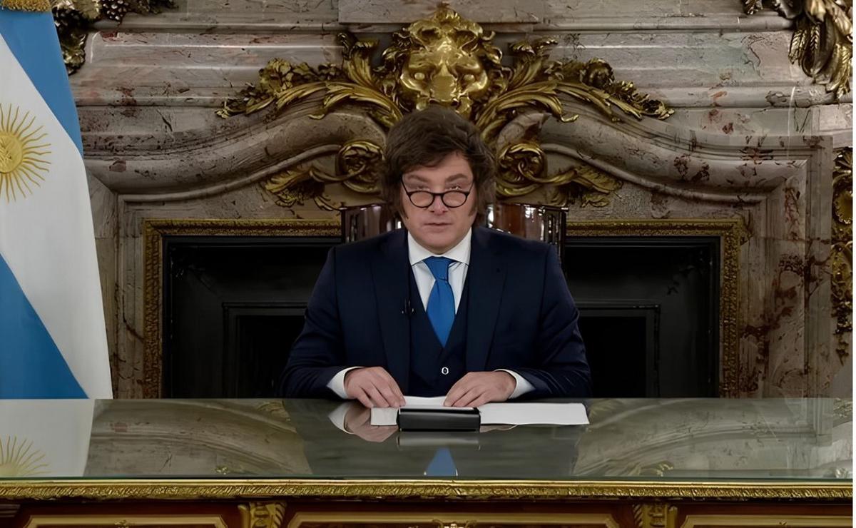 Javier Milei durante el discurso por Malvinas.