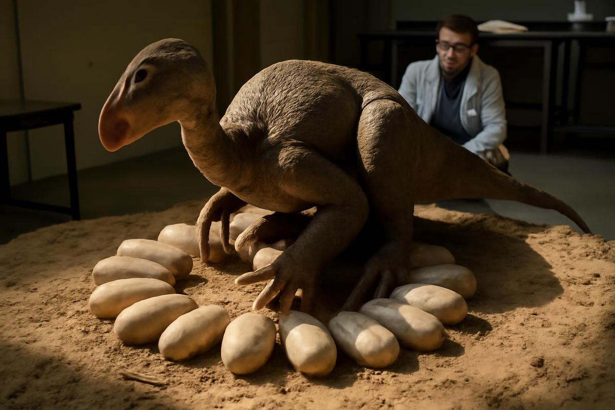 Recreación de un nido de oviraptor