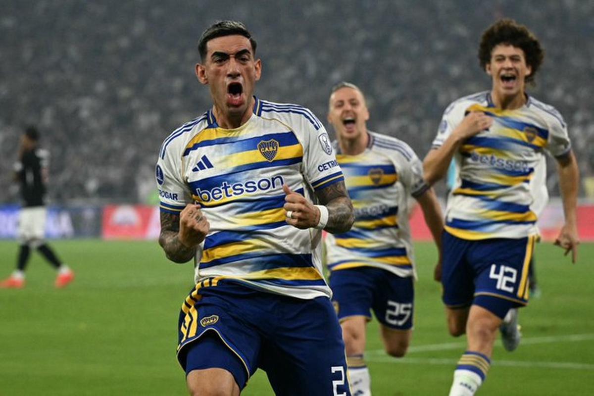 Di Lollo festeja el primer tanto de Boca. (Foto: Sudamericana)