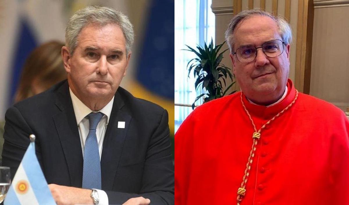 El canciller Pablo Quirno y el arzobispo de Córdoba, el cardenal Ángel Rossi.