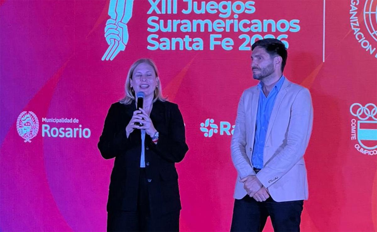 Pullaro y Scaglia, gobernador y vice de Santa Fe, en el la presentación de los Juegos