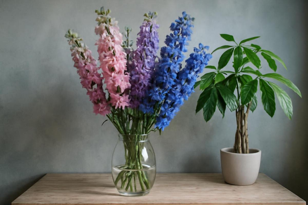 Delphinium y money tree, flores y plantas del año 2026