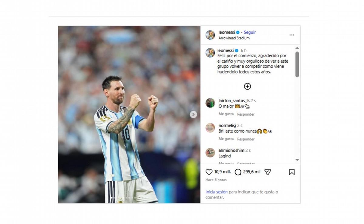 El posteo de Messi en Instagram.
