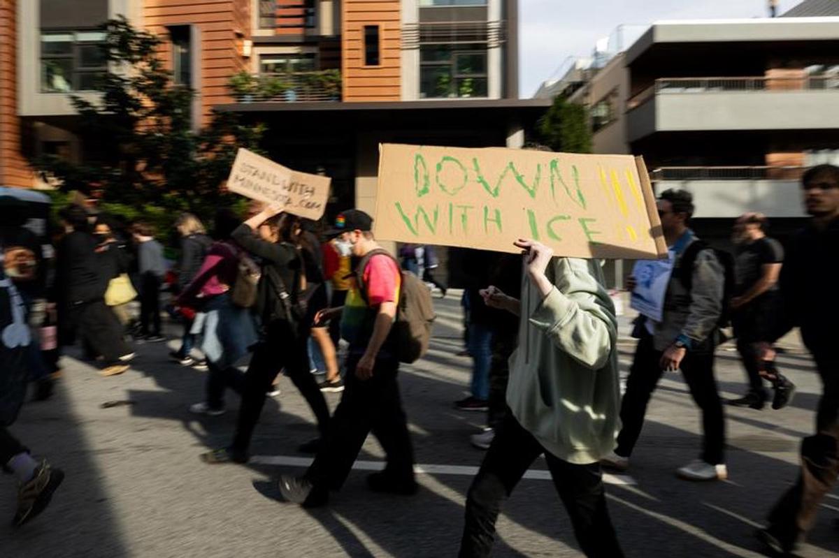 Manifestación contra los controles de inmigración en San Francisco, Estados Unidos.