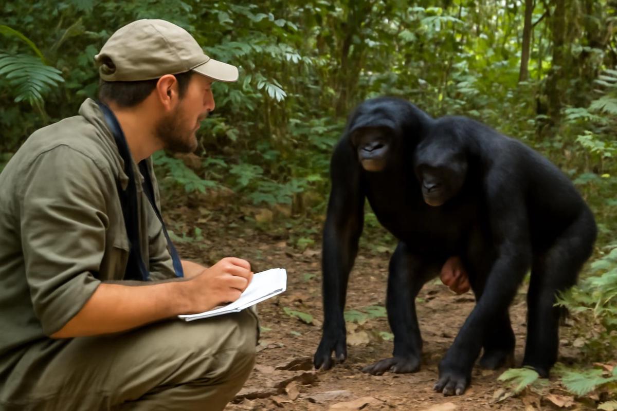 Bonobos machos y hembras en su hábitat natural