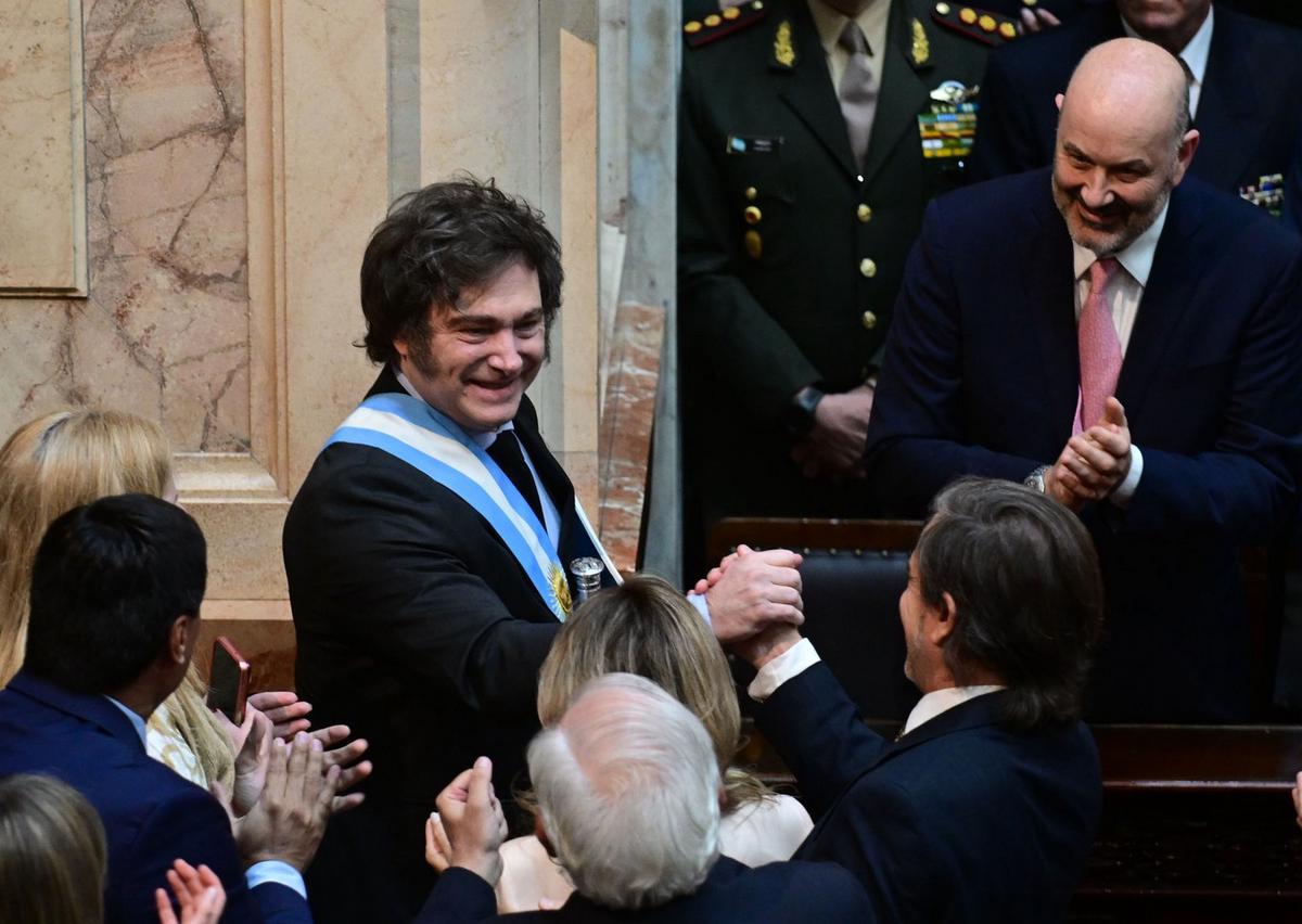 FOTO: Javier Milei durante su discurso en el Congreso. (Foto: NA)