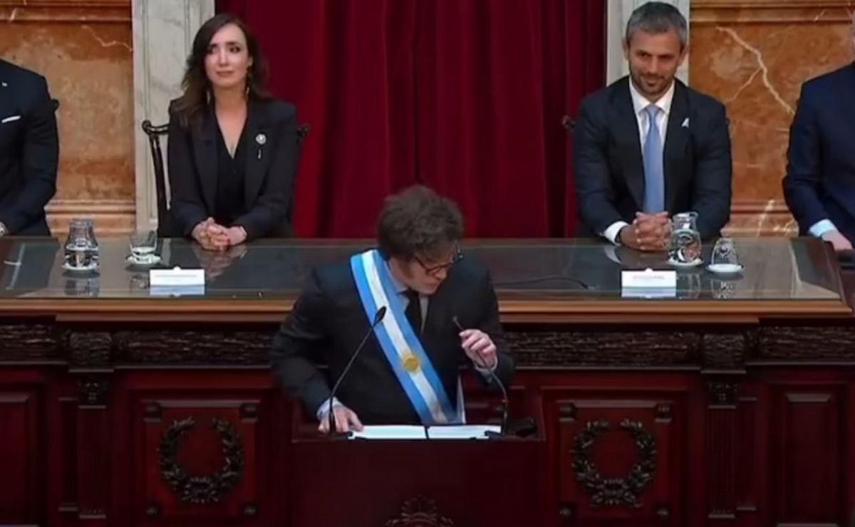 FOTO: El presidente Javier Milei durante su discurso en el Congreso de la Nación.