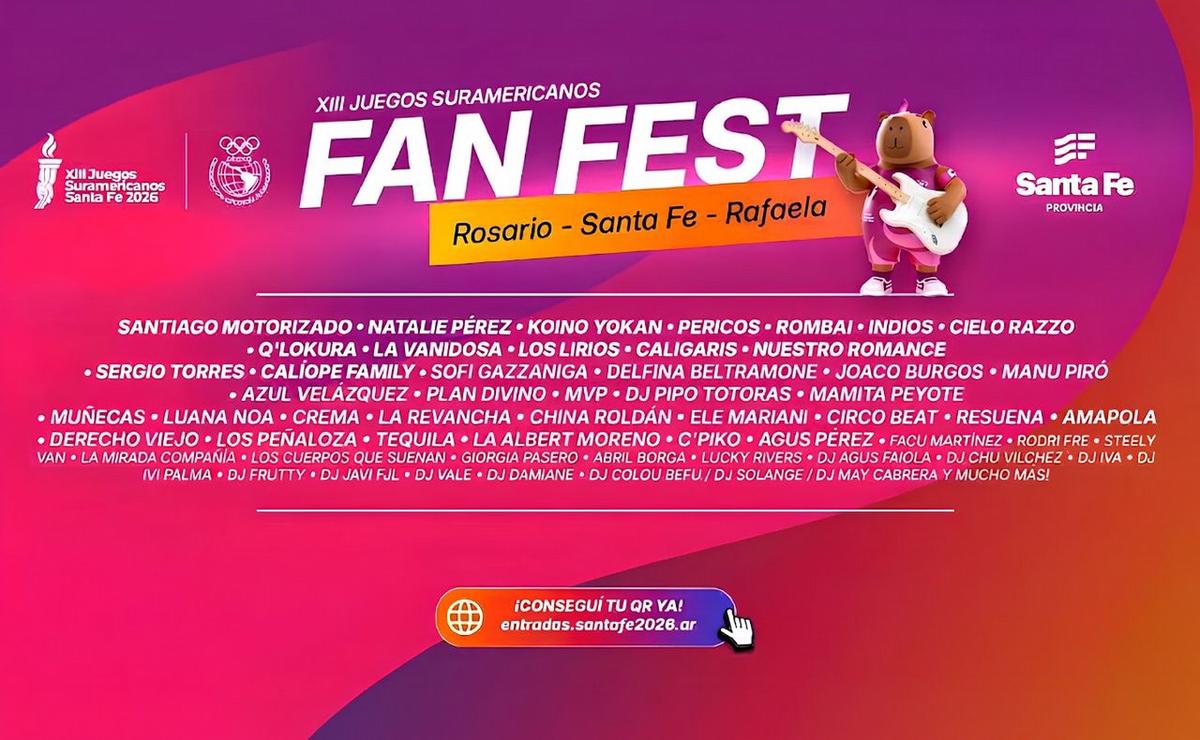 Juegos Suramericanos 2026: presentaron la grilla de artistas para los Fan Fest