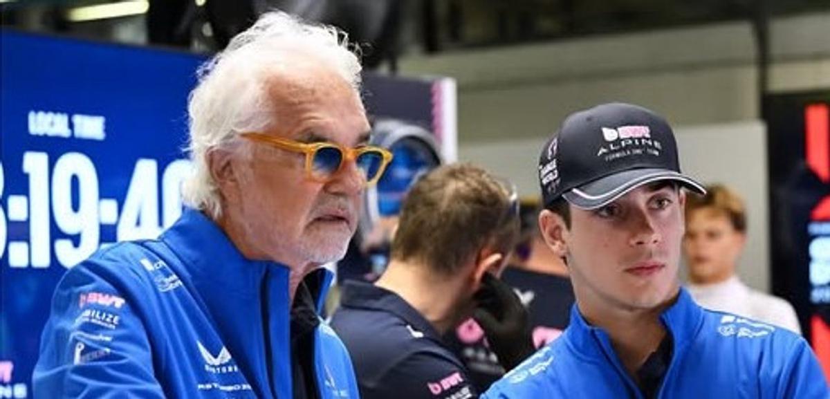 Briatore junto a Colapinto en los boxes de Madrid.