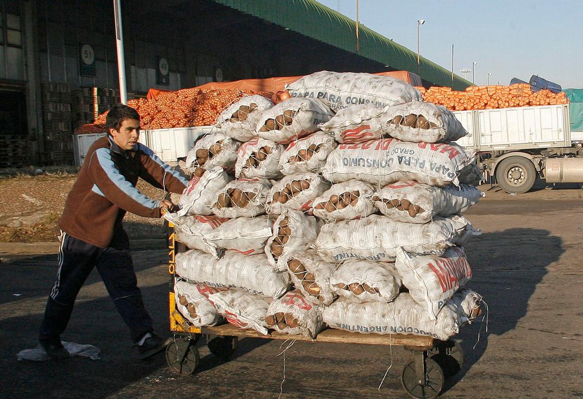 Papas nacionales e importadas promediaron sus precios en el Mercado Central (Foto NA)