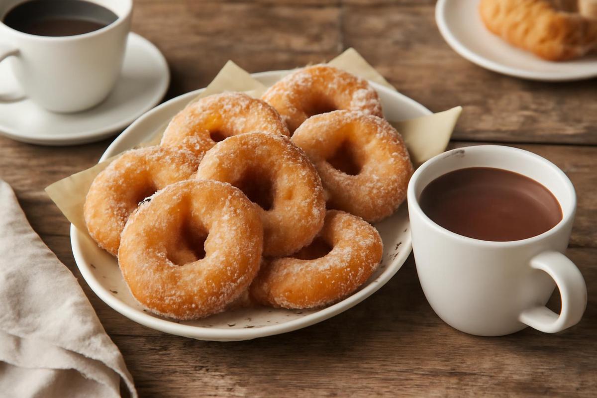 Deliciosas rosquillas de nata para disfrutar con café