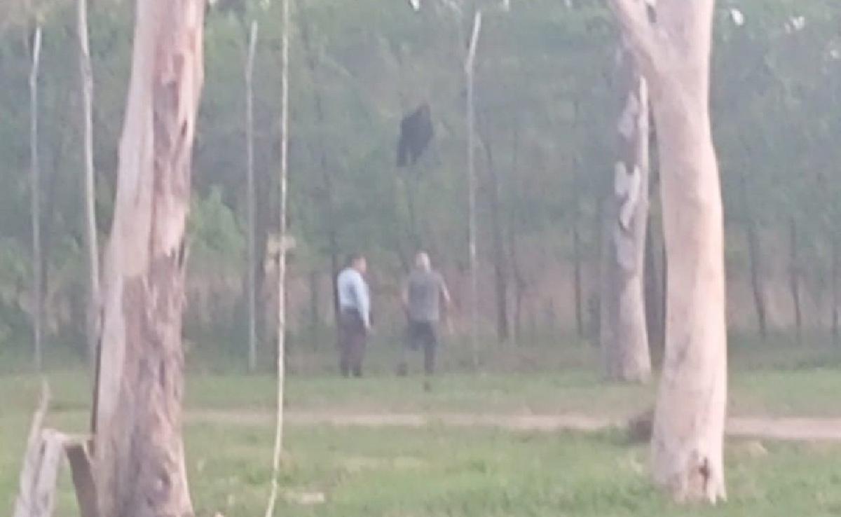 La campera del menor que se fugó quedó colgada de un alambrado.