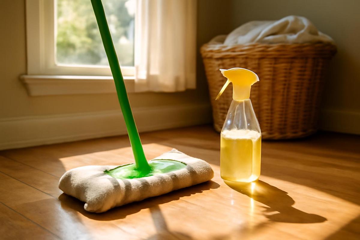 Truco de limpieza con Swiffer y calcetín viejo