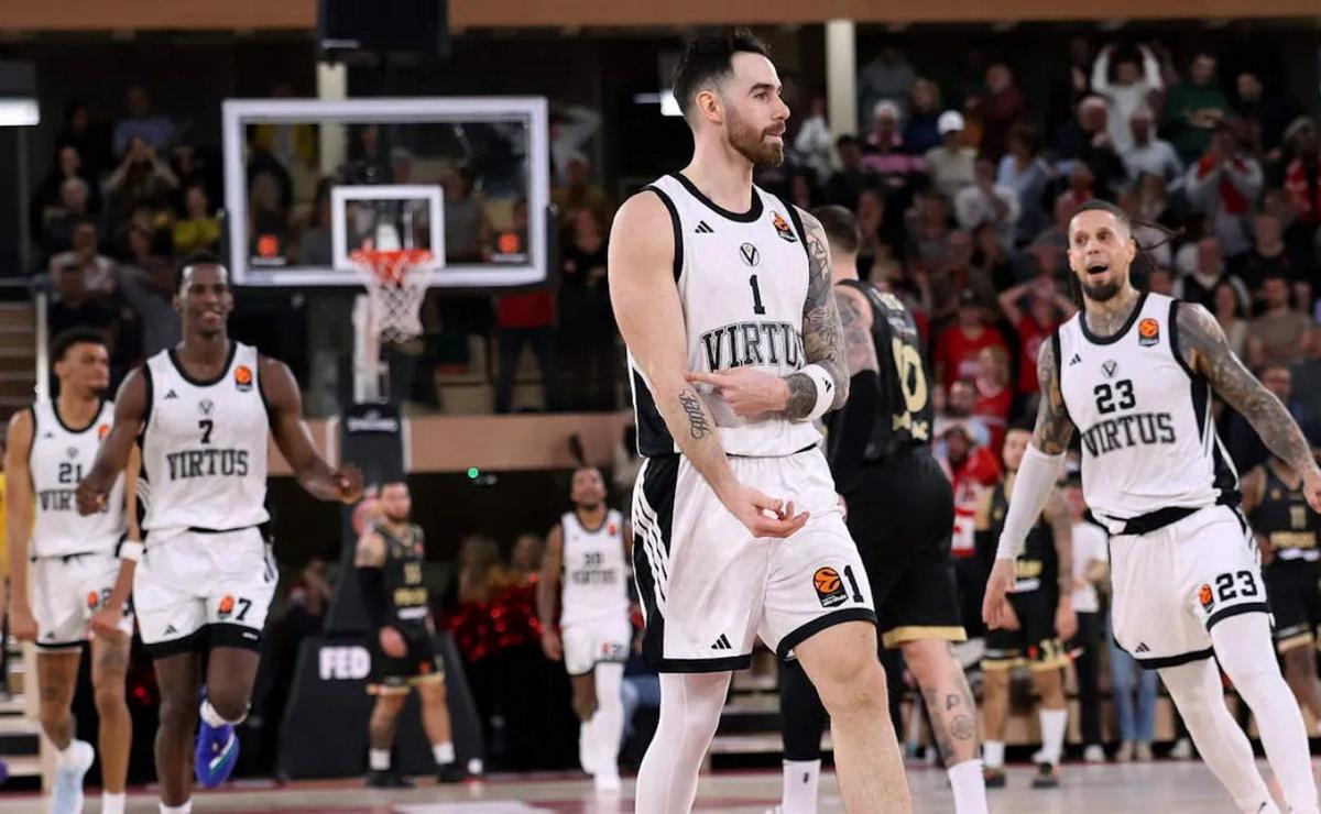 Luca Vildoza festeja el triple decisivo ante Mónaco. (Foto: Euroliga)