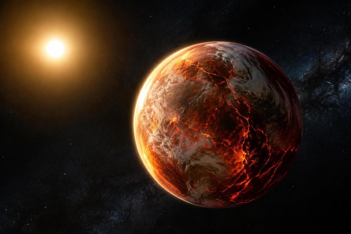 Concepto artístico del planeta de lava TOI-561 b