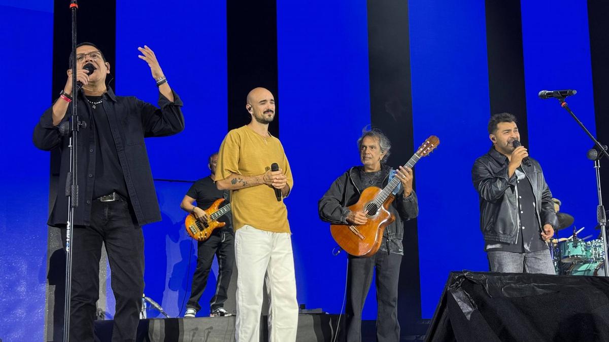 FOTO: Los Nocheros y Abel Pintos compartieron escenario. (Fotos: Martín Yori/Cadena 3)