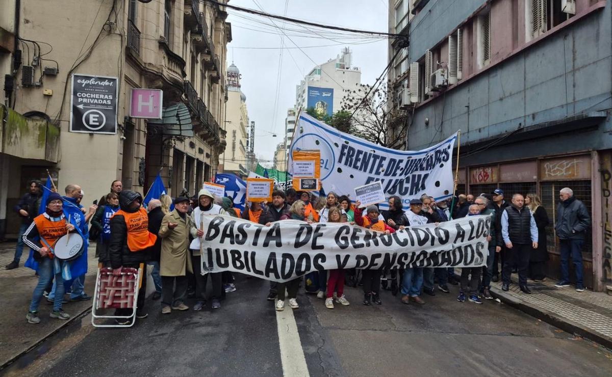 Movilización en el centro de Rosario.