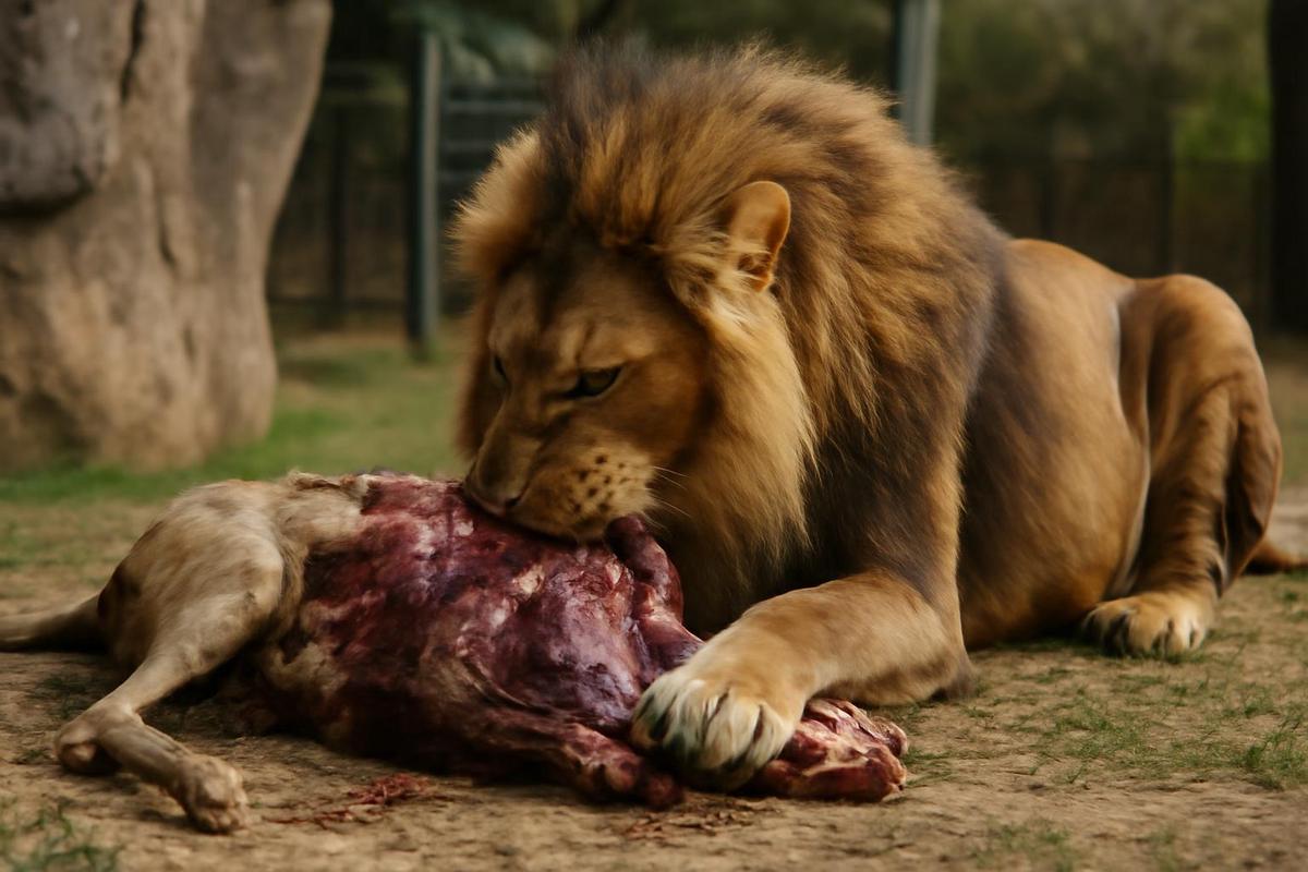 Cambio en la alimentación de leones en zoológicos