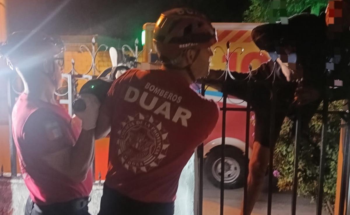 El ladrón quedó atrapado en la reja.