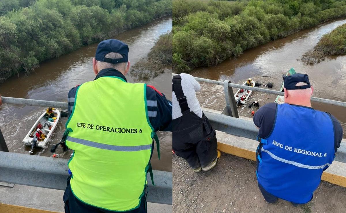 Autopista Rosario-Córdoba: sacaron al camión del arroyo y buscan al conductor.