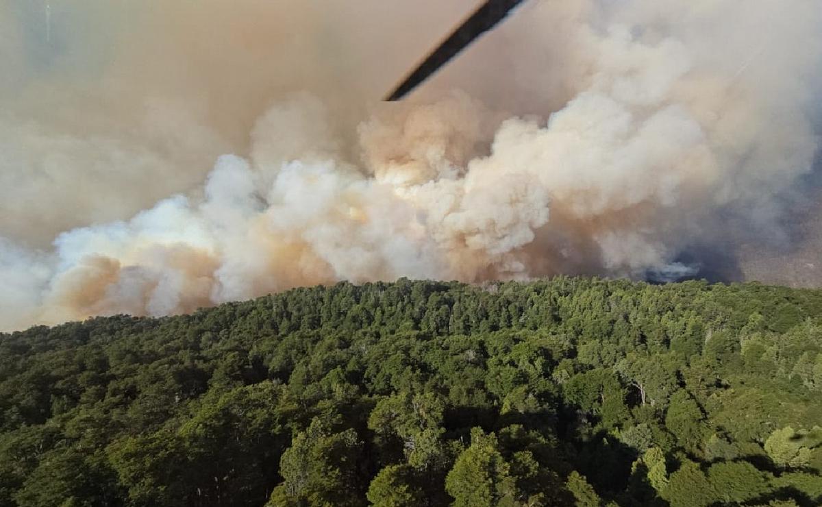 FOTO: Sigue activo el incendio en el sur del Parque Nacional Nahuel Huapi.