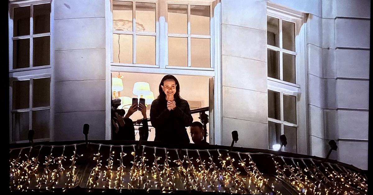 María Corina Machado, en el balcón del hotel donde se hospeda en la capital noruega.