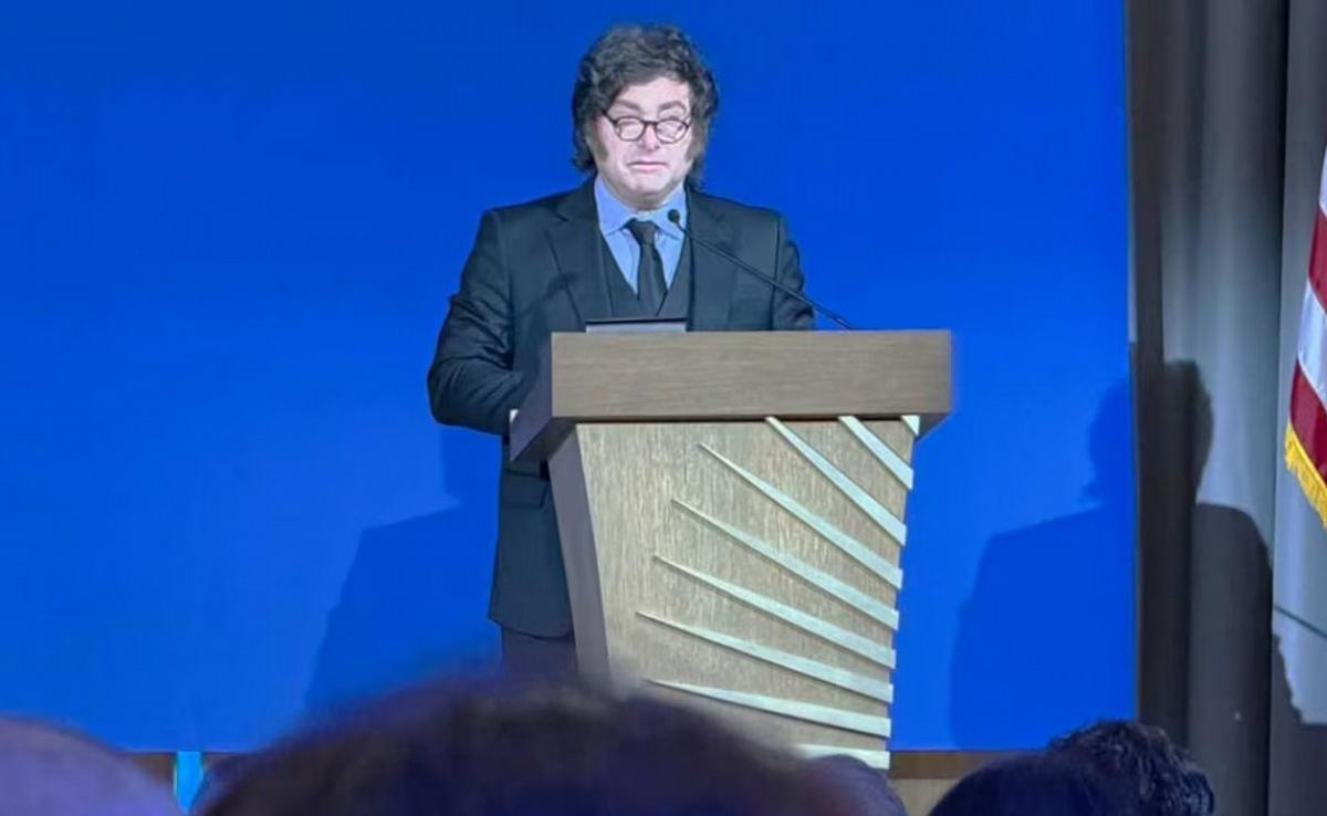 Milei, durante su discurso en Estados Unidos. (Foto: Presidencia de la Nación)