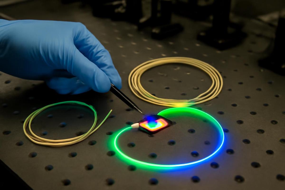 Un chip que genera un arcoíris de luz
