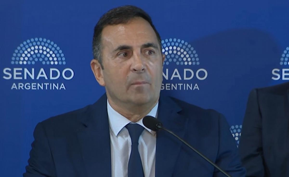 Juio Cordero, secretario de Trabajo de la Nación, en su exposición en el Senado.