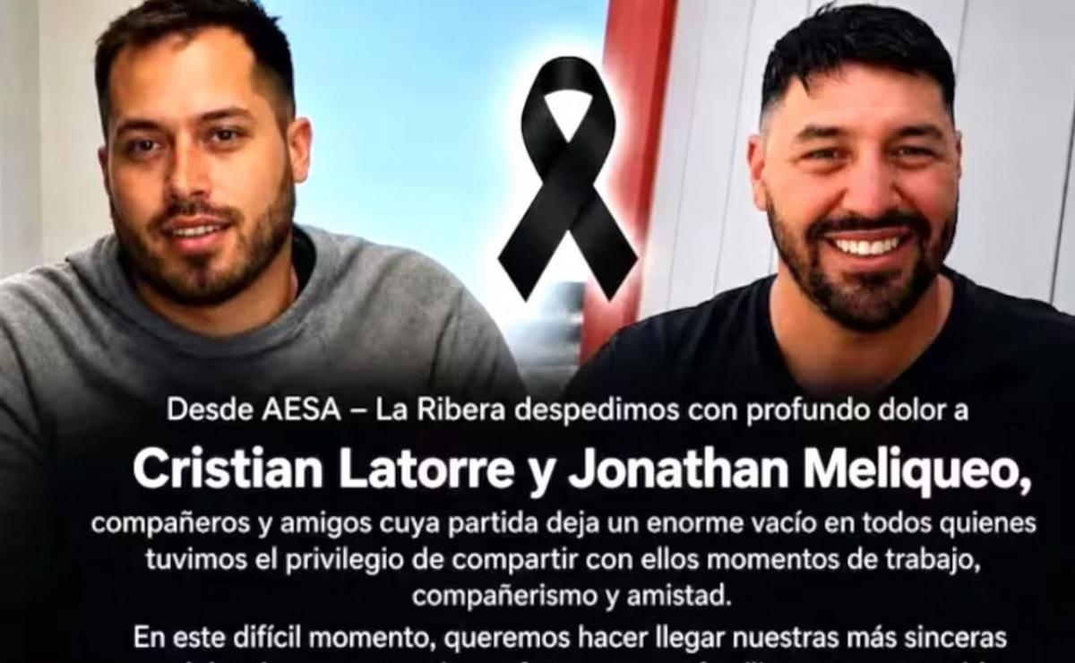 Jonathan Meliqueo y Cristian Ariel Latorre, los dos operarios fallecidos.