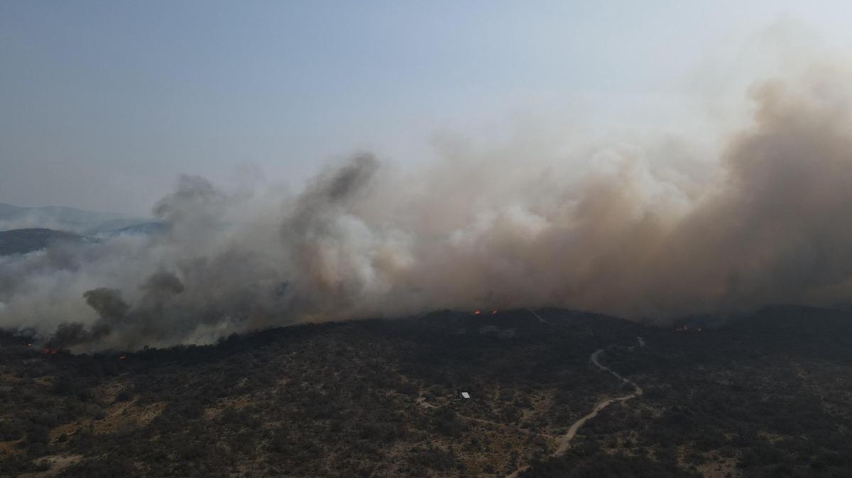 FOTO: El fuego devora el bosque nativo en Capilla del Monte. (Foto: Daniel Cáceres/Cadena3)