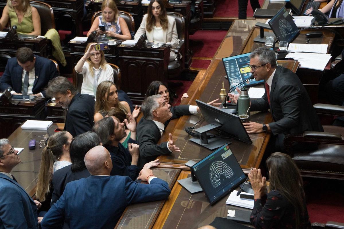 Sesión caliente en Diputados para tratar la reforma laboral. Foto: Claudio Fanchi/NA.
