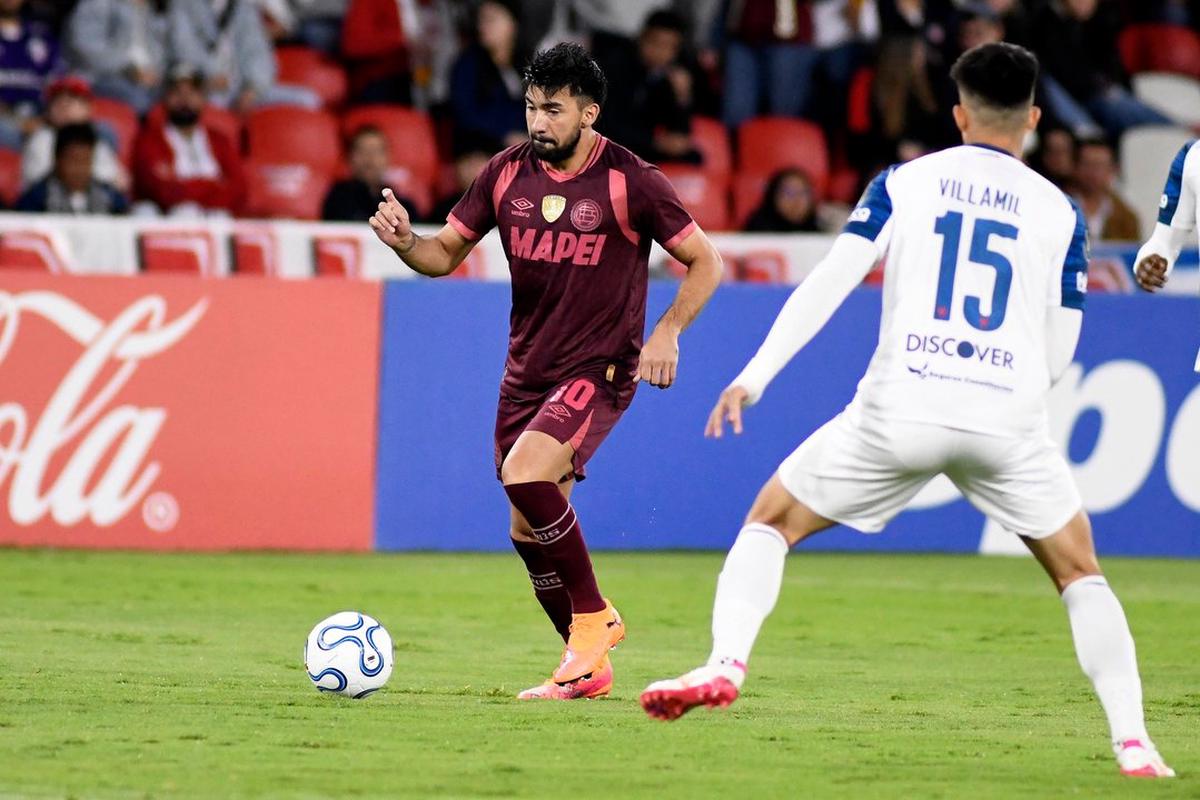 Marcelino Moreno durante el pasado partido entre Lanús y Liga de Quito.