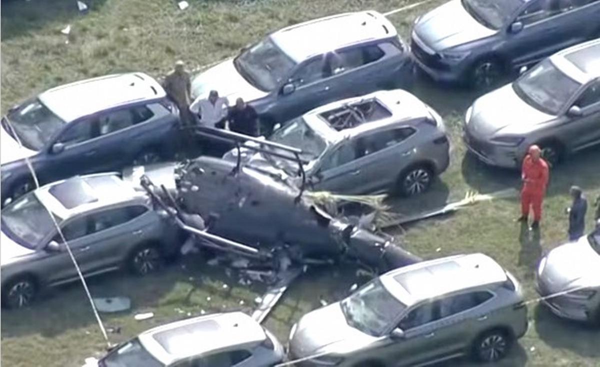 Uno de los helicópteros estrellados en Brasil (Foto: Captura GloboNews)